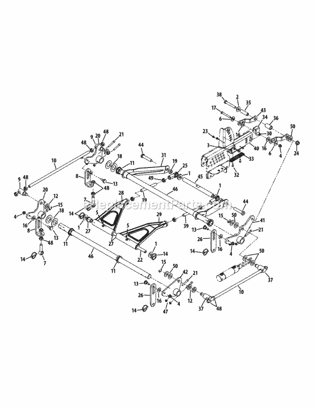 Deck Lift Assembly Diagram and Parts List for S7237-KW 53AP8DU8750 Cub Cadet Sprayer